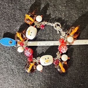 Lampwork Snowman ⛄️ Glass Bead Bracelet